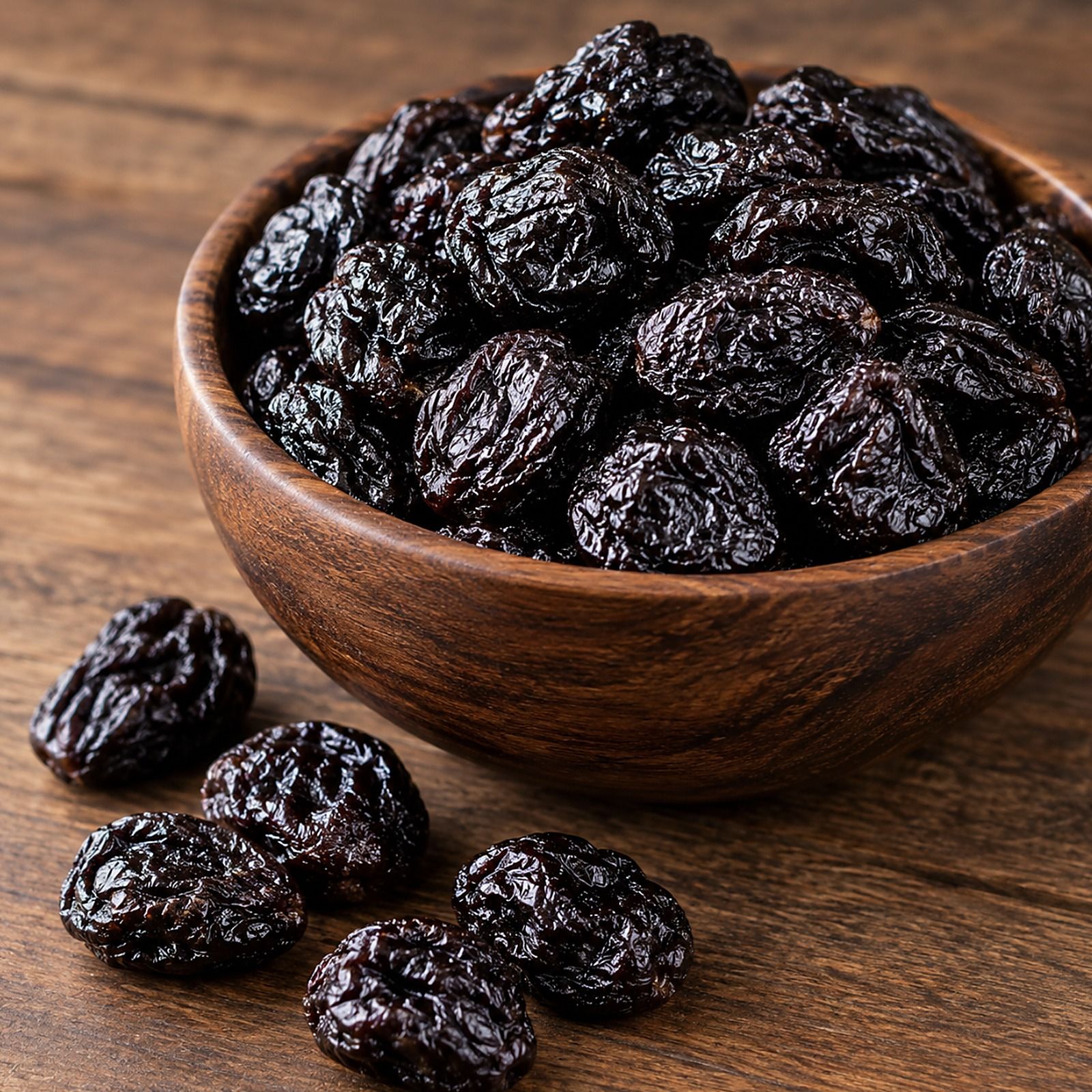 Bowl of pitted dried plums