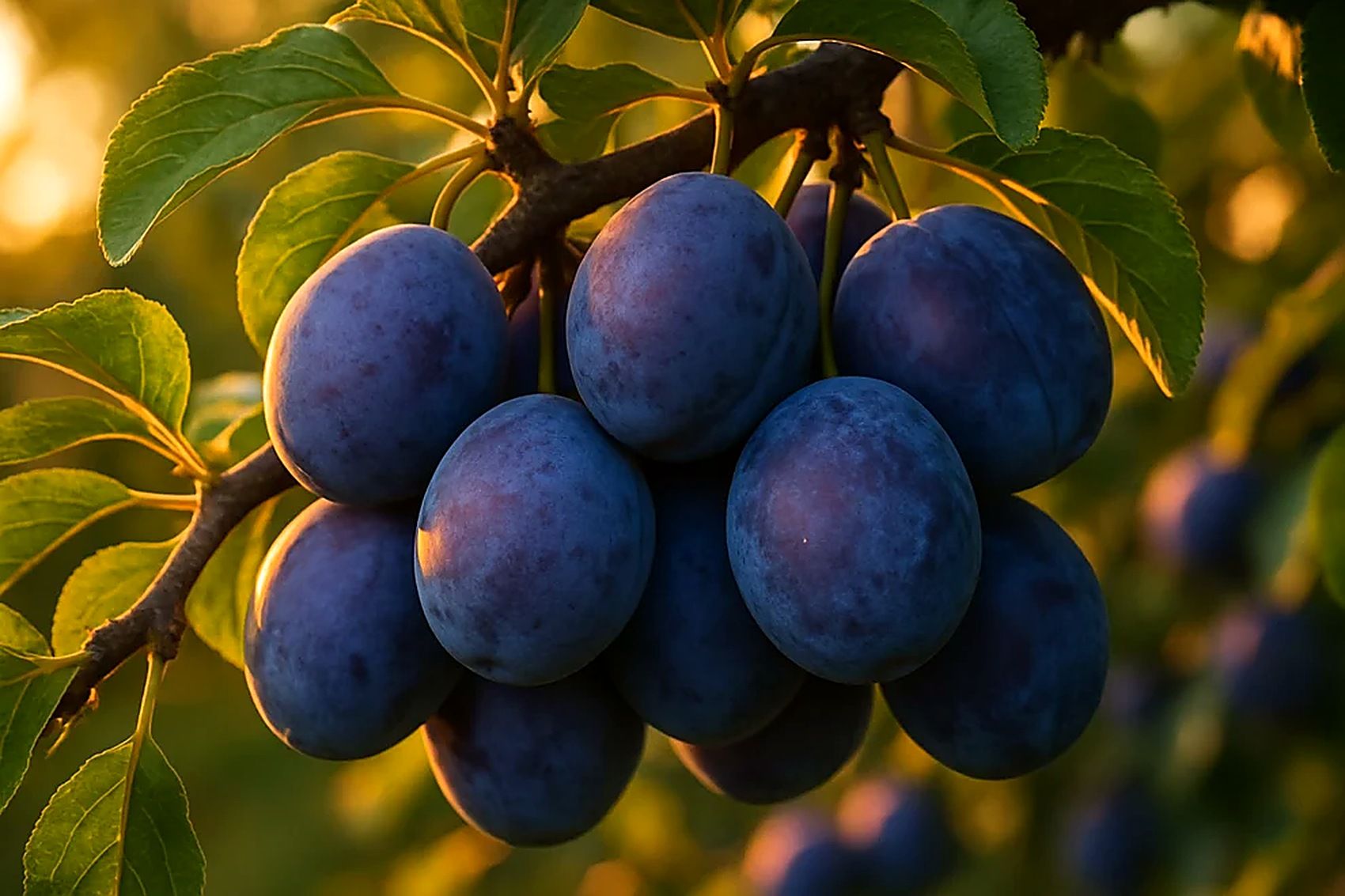 Pile of fresh plums, one cut open showing the flesh